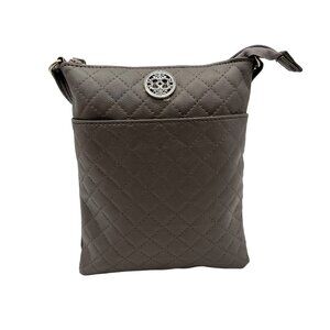 Quilted Gray Faux Leather Crossbody Bag